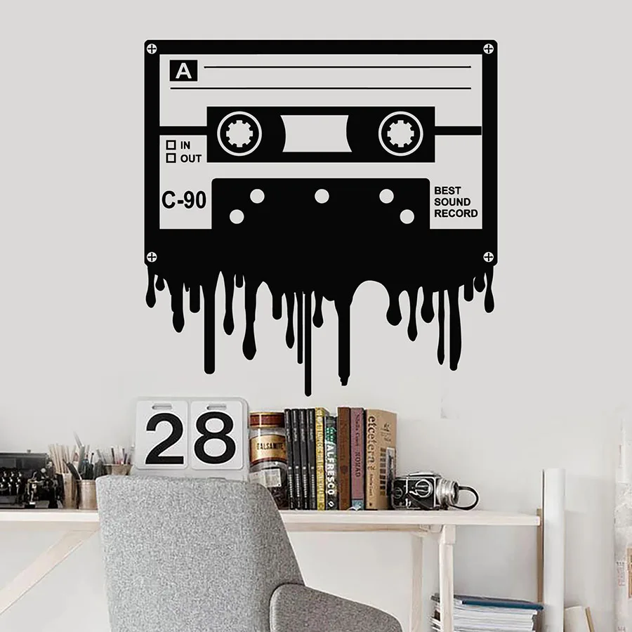 Cassette Music Wall Stickers Best Sound Record Retro Style Wall Decals Bedroom Musical Studio Classroom Decoration Poster