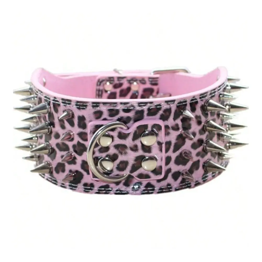 Collar para Perro, Collar de Cuero con 3 Púas para Entrenamiento, Deportes, Paseos, Tamaños Mediano, Grande, Extra Grande, Pitbull, Labrador, 17-20 Pulgadas, Marrón Dorado