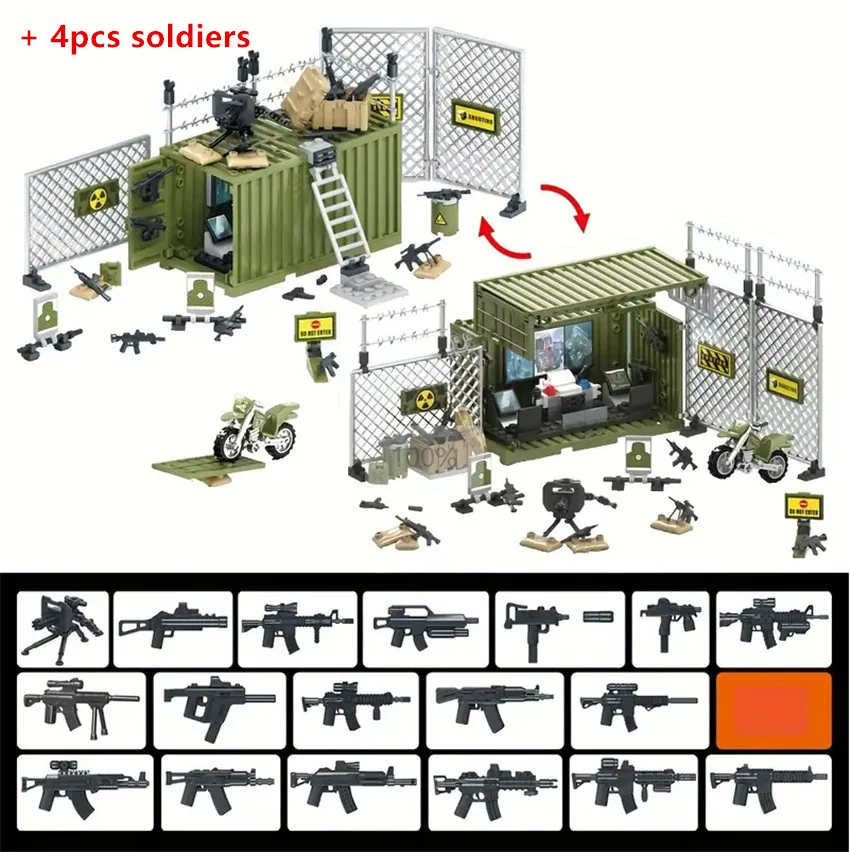 

170pcs Military Combat Container Base Model Building Blocks Assembled Blocks Educational Toys For Children Christmas Gifts