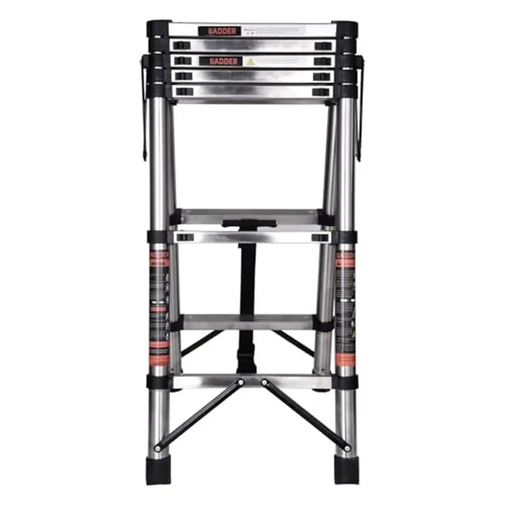 Telescopic Ladder 4.5ft Lightweight Aluminum A-Frame Folding Ladder Heavy Duty 330lbs Capacity Stabilizer Antislip Tool Tray