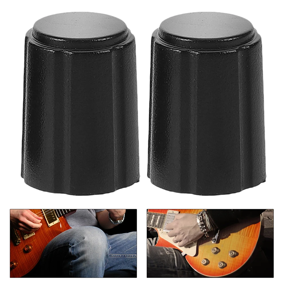 

12 Pcs Guitar Knob Cap Black Control Knobs D-shaft Volume Accessories Plastic D-type Potentiometer