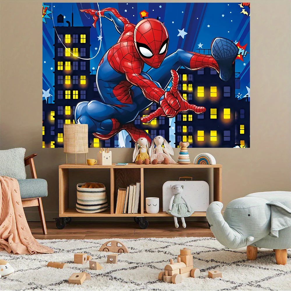 Disney Spiderman Party Backdrop Children\'s Birthday Decoration Vinyl Photography Background Baby Shower Photo Shoot Banner Props