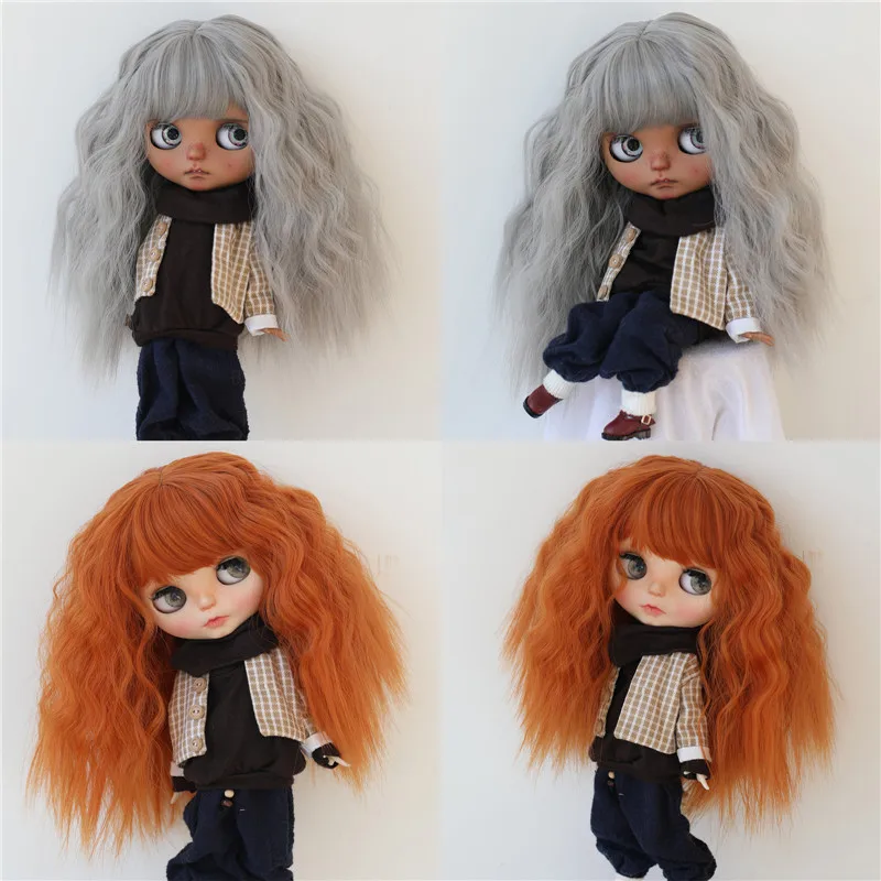 9-10 inch Blyth Wig Collection Of Long Curly With Bangs Hair