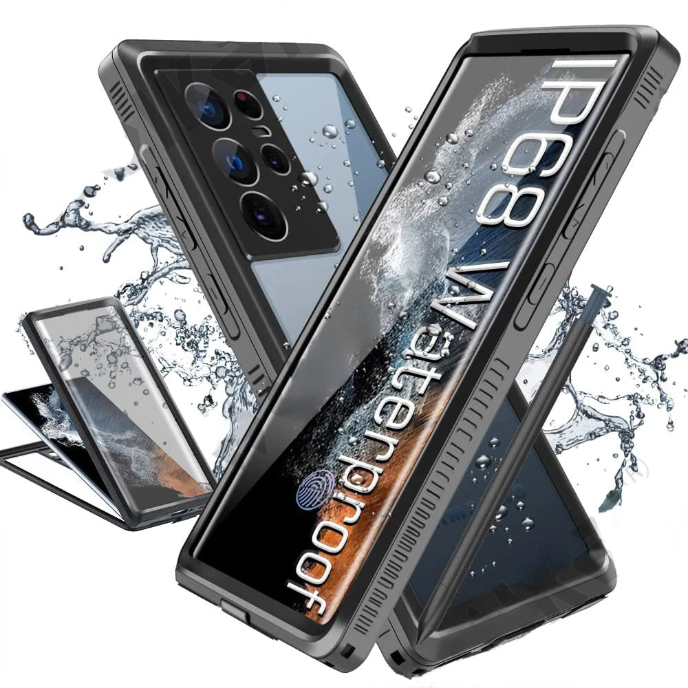 

IP68 Shellbox Waterproof Case For Samsung S22 S21 S20 Plus Ultra Note 20 Ultra Shockproof diving Swimming Phone Luxury Cover Fun