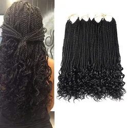 Synthetic Crochet Braids Hair For Women Girls Senegalese Twist Curly End 18 Inch Braiding Hair Extentions Black Ombre 1GZ04