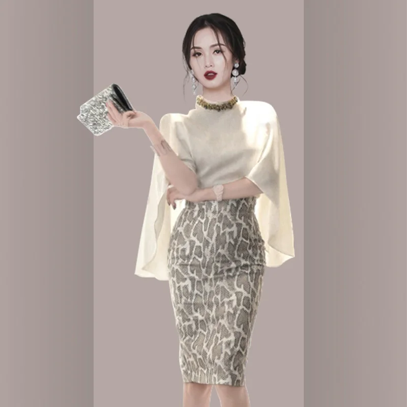 Suit 2023 Summer And Spring New Socialite Temperament Top+Slim Bag Hip Skirt Two-Piece Female