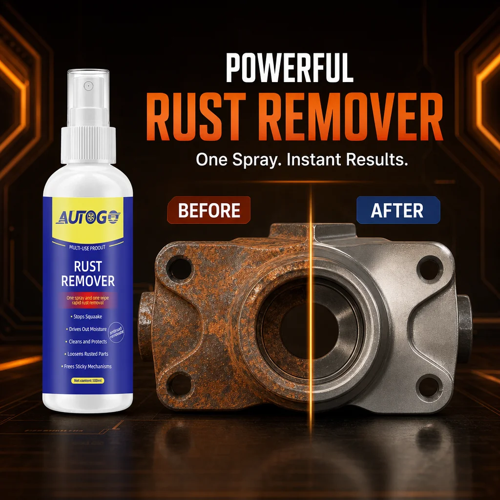 AUTOGO Car Rust Remover Spray, Paint‑Safe Rust Dissolver for Vehicle Body Wheel Rim Metal Components, Remove Iron Powder Spots
