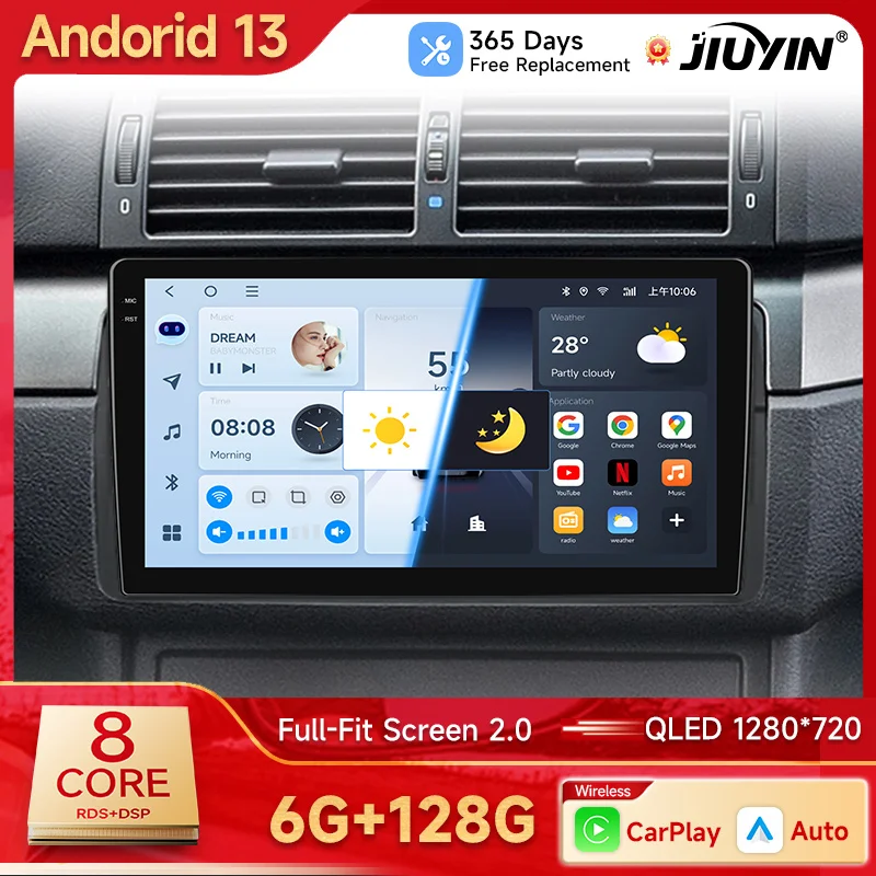 Jiuyin-BMW用カーステレオラジオ,Androidスマートシステム,Carplay,自動2 DIN,e46,m3,318, 320, 325, 330, 335, 1998,2006-