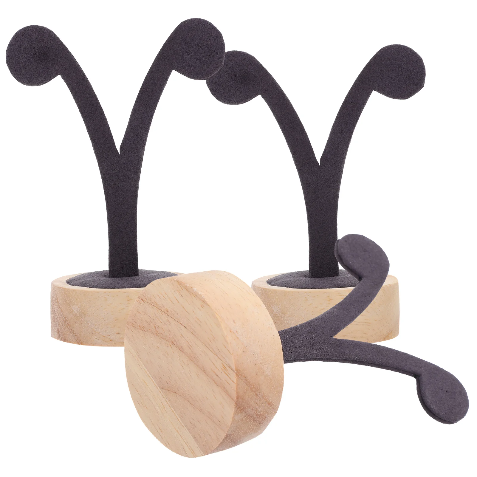 

3 Pcs Earring Storage Rack Solid Wood Base Velvet Y Shape Jewelry Display Home Supplies Ear Ring Holder ganizer