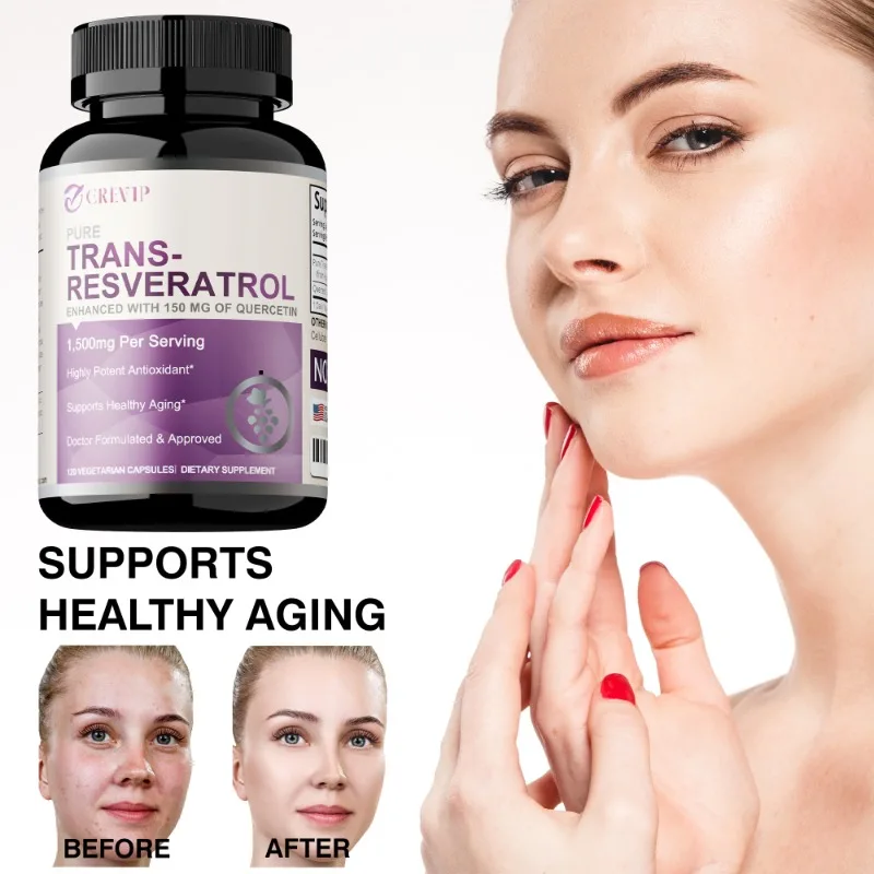 

Trans-Resveratrol - Supports Anti-aging Antioxidants, Cellular Metabolism, Cardiovascular Health, and Excellent Absorption