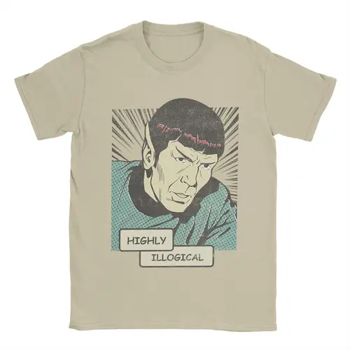 Imagen 1 del producto Camiseta para hombre Stars Treks Spock, camiseta informal de algodón puro altamente illogical, camiseta de manga corta, camisetas con cuello redondo de talla grande