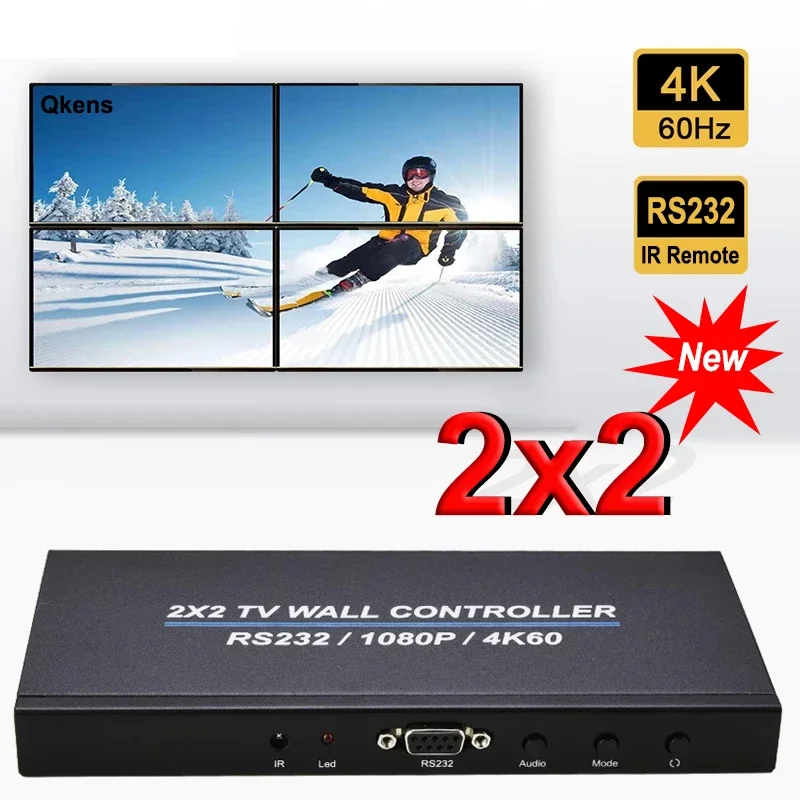 

4K 60Hz 2x2 HDMI Video Wall Controller 1x2 1x3 1x4 2x1 3x1 4x1 Video Wall Processor 4 Channel TV Stitching Box TV Splicer RS232