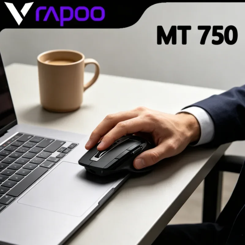 Business Gaming Office RAPOO MT750 Wireless Mouse Rechargeable Laser Large Hand Ergonomics 4.0 Multi-mode Bluetooth