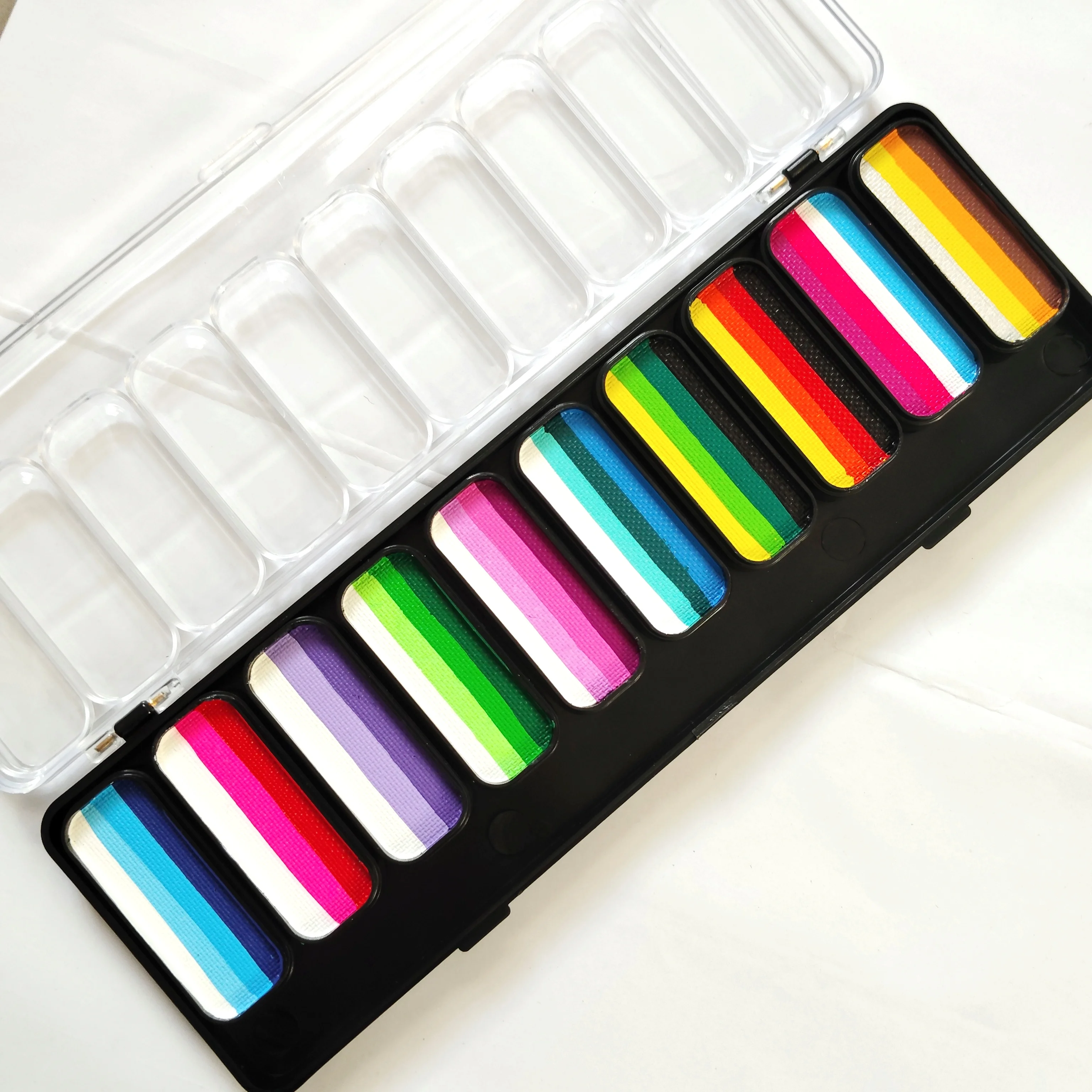 Nieuwe 10 Split Liners Pallet Water Geactiveerd Bodypainting Regenboogkleuren Hydroverf Palet