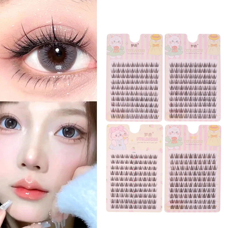 

100pcs Lazy Man Fake Eyelash Trilogy Natural Eyelash Personal Eyelash Single Cluster Fairy Little Devil Self Adhesive Novice