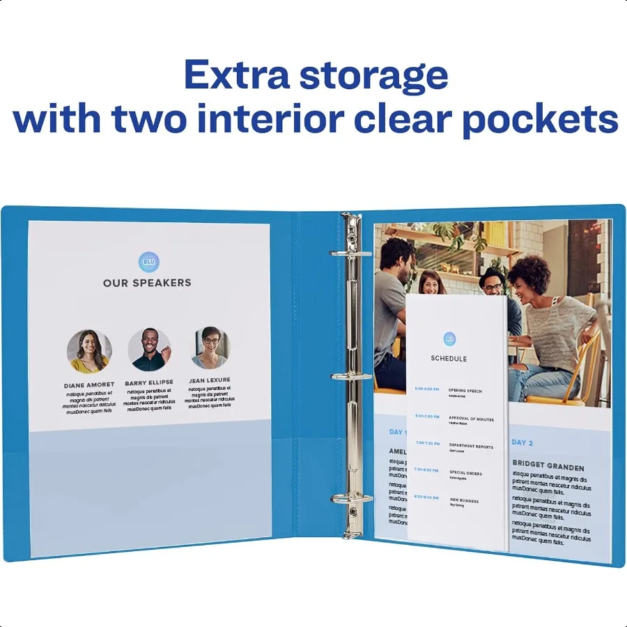 라운드 링이 있는 경제형 1인치 바인더블루