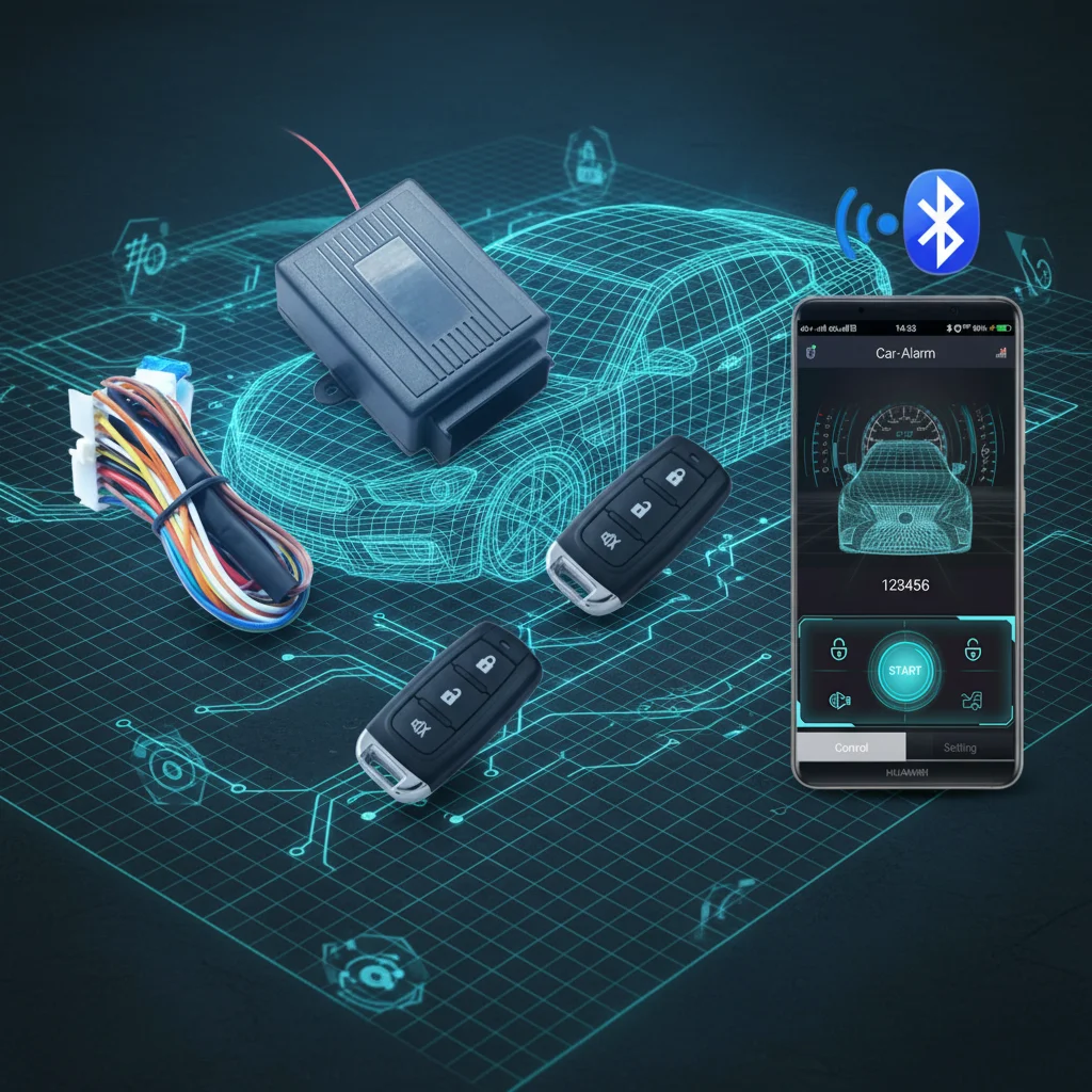 Factory new Bluetooth Phone App + Dual remote Control Keyless Entry system for 12V Cars with Unlocking/Locking & Trunk opening