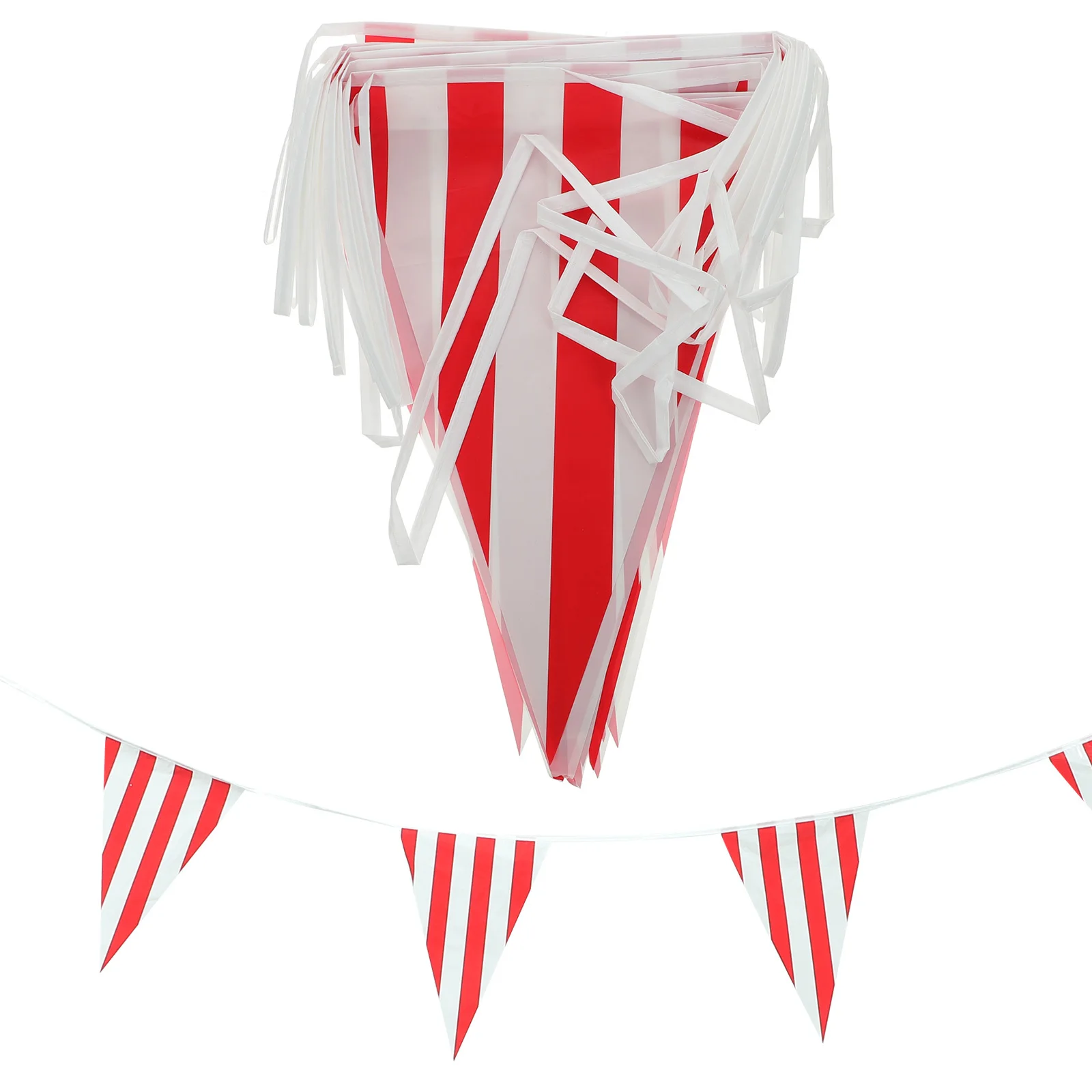 

1 Set Party Bunting Flags Carnival Hanging Banner Indoor Outdoor Decor Striped Theme Decoration Pe Material Photo