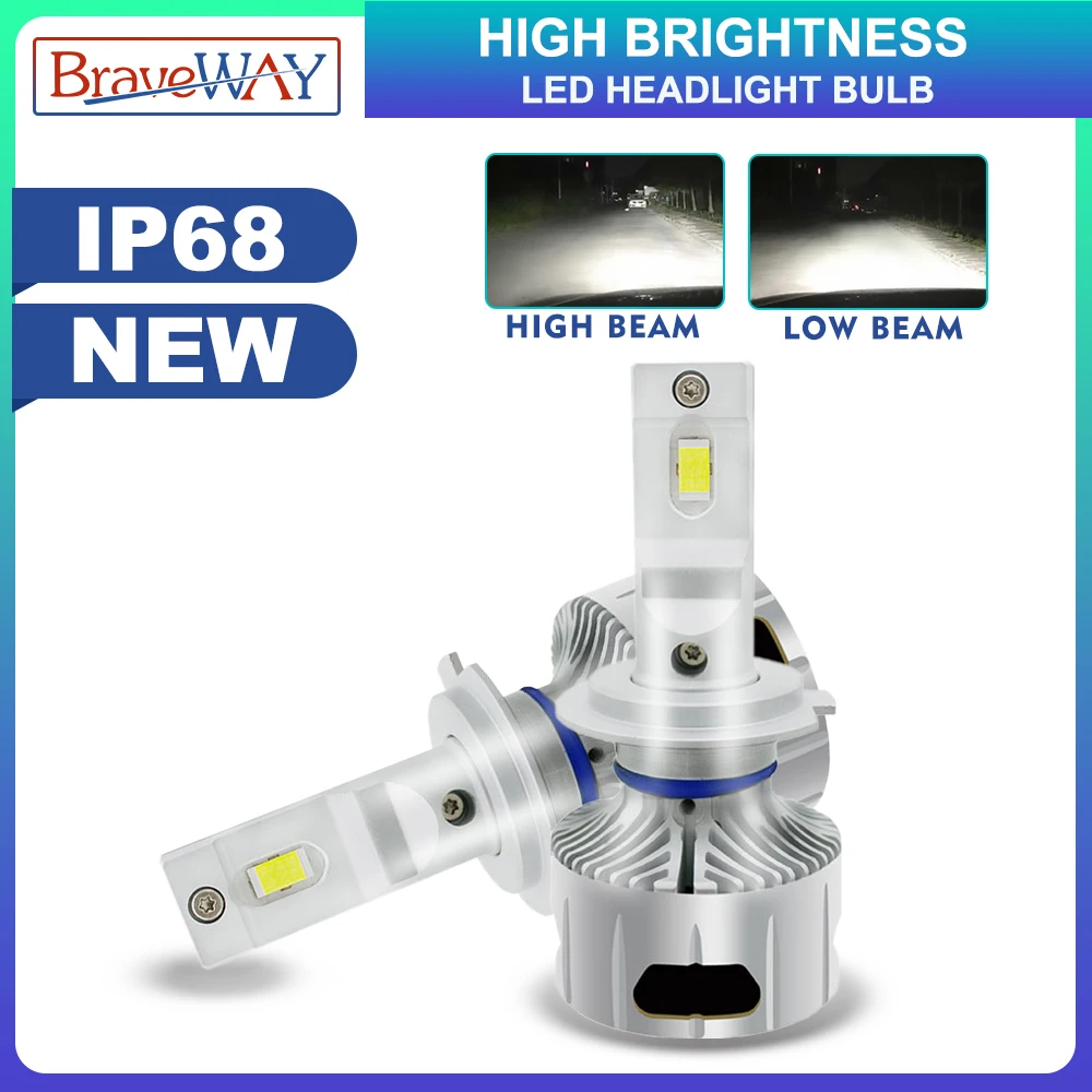 BraveWAY NEW! LED Car Headlight Bulbs H4 H7 H11 H1 LED Fog Lights 12V 100W 6000K 100000LM