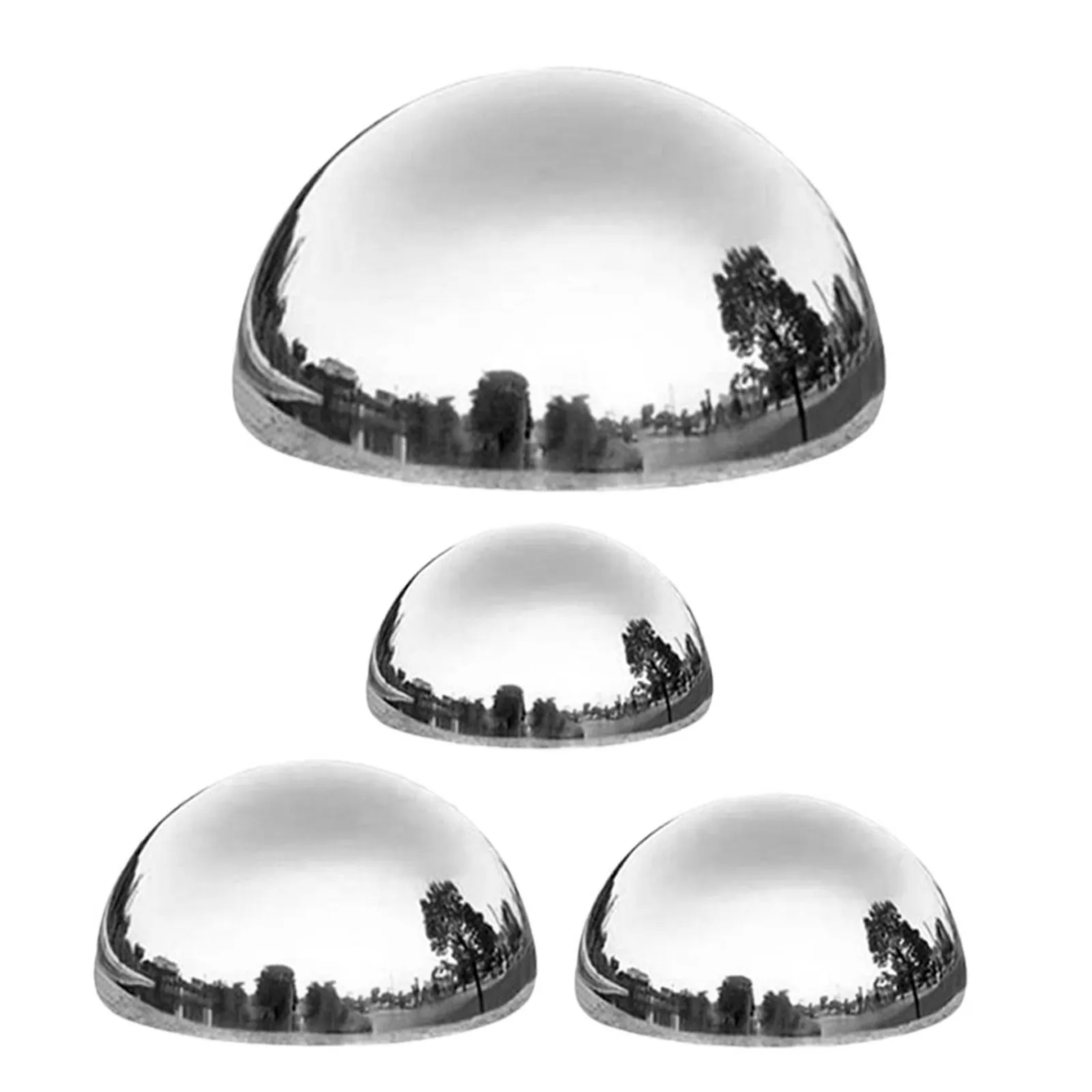4Pcs Reflective Stainless Steel Garden Hemisphere Balls Outdoor Gazing Globe Mirror Spheres Decorative Lawn Sphere