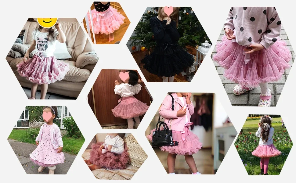 Mädchen 1-10 Jahre Spitzen-Tutu-Rock Flauschiger Chiffon-Petticoat Einfarbige Tutu-Röcke Mädchen-Tanzrock Kinder-Tüll-Petticoat – Detail 1
