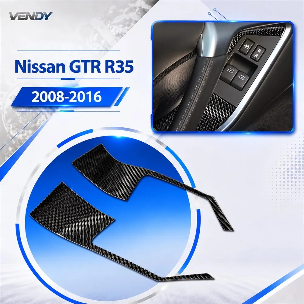 Real Carbon Fiber For Nissan GTR R35 2008-2016 Window Switch Outer Frame Panel Cover Trim Modified Parts Accessories