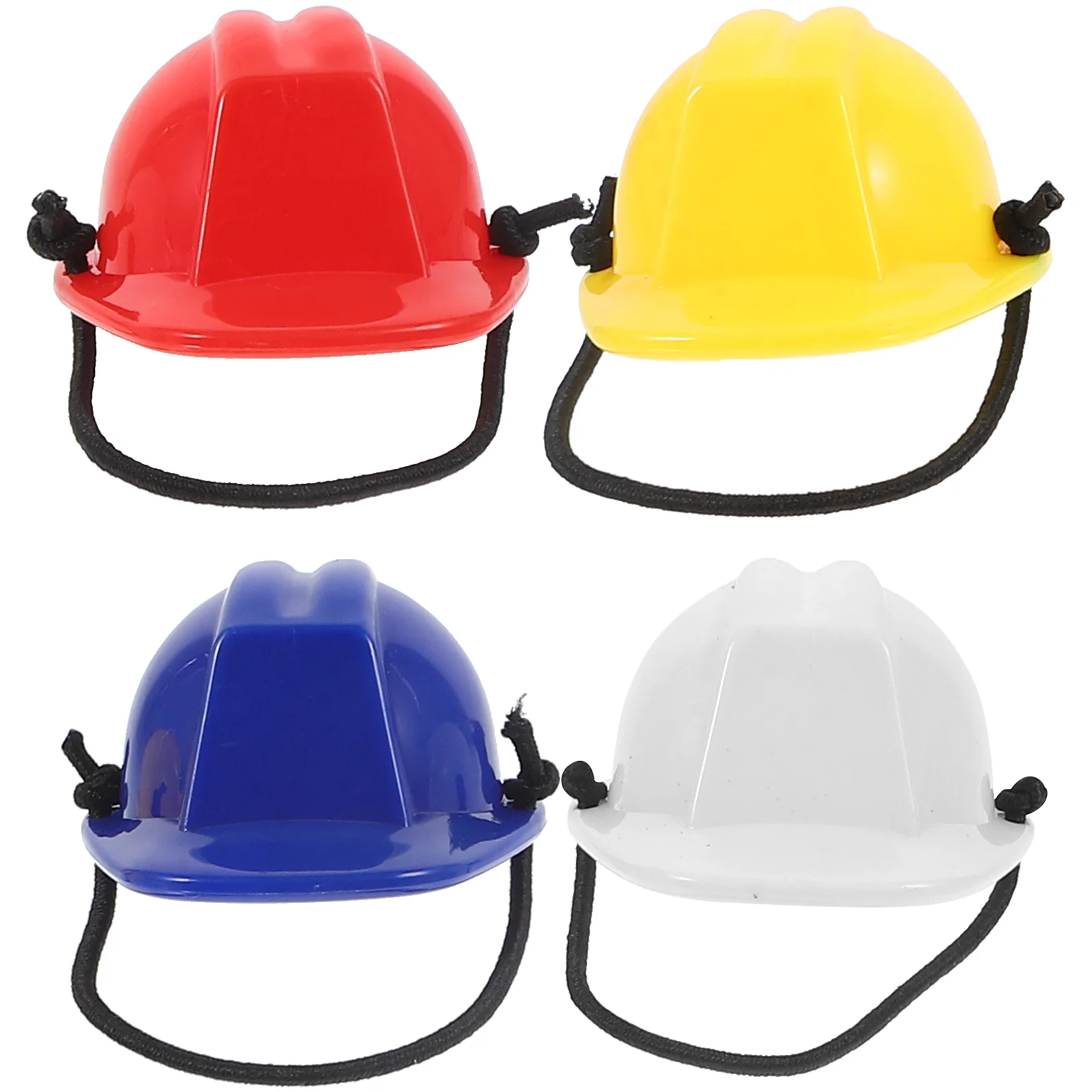 4 Pcs Pet Safety Mini Helmets Hard Hat Model Construction Miniature Plastic Worker