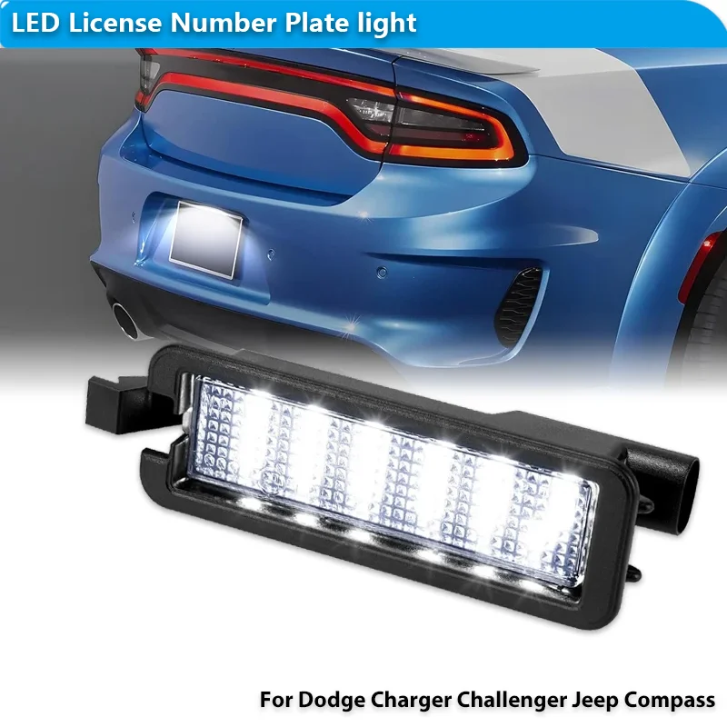 For Dodge Charger Challenger 2015 2016 2017 2018 2019 2020 2021 2022 For 2017-up Jeep Compass LED License Plate Tag Light Lamp