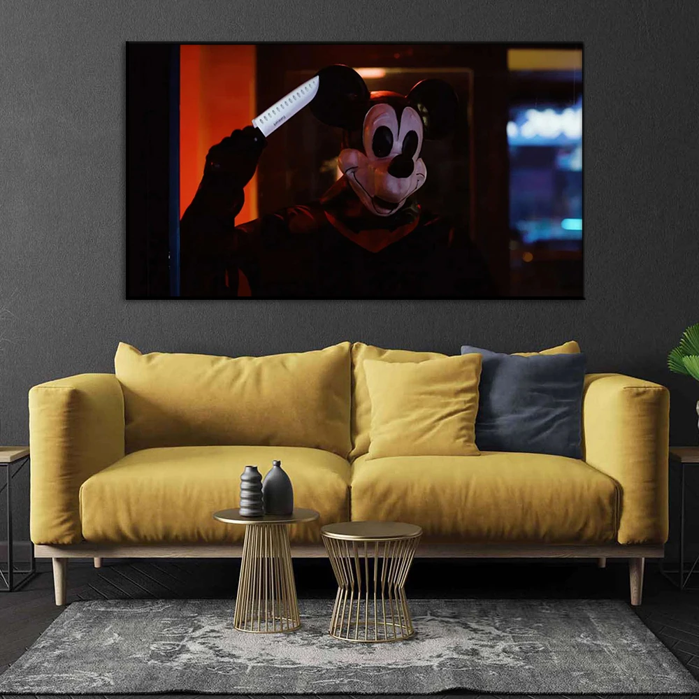 Killer Mickey Mouse Painting Terrifying Pictures Abstract Dark Wall Art Canvas Poster Print for Living Room Home Decor Cuadros