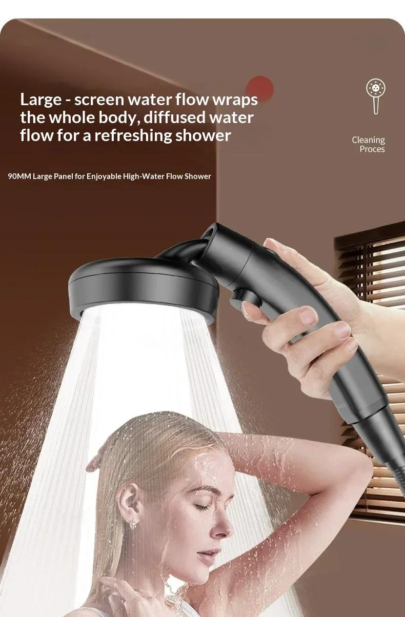 Verstellbarer Handbrausekopf mit Hochdruck-Duschsprüher und Ein-Klick-Wasserstopp-Düse für Haushalt und Badezimmer – Detail 11