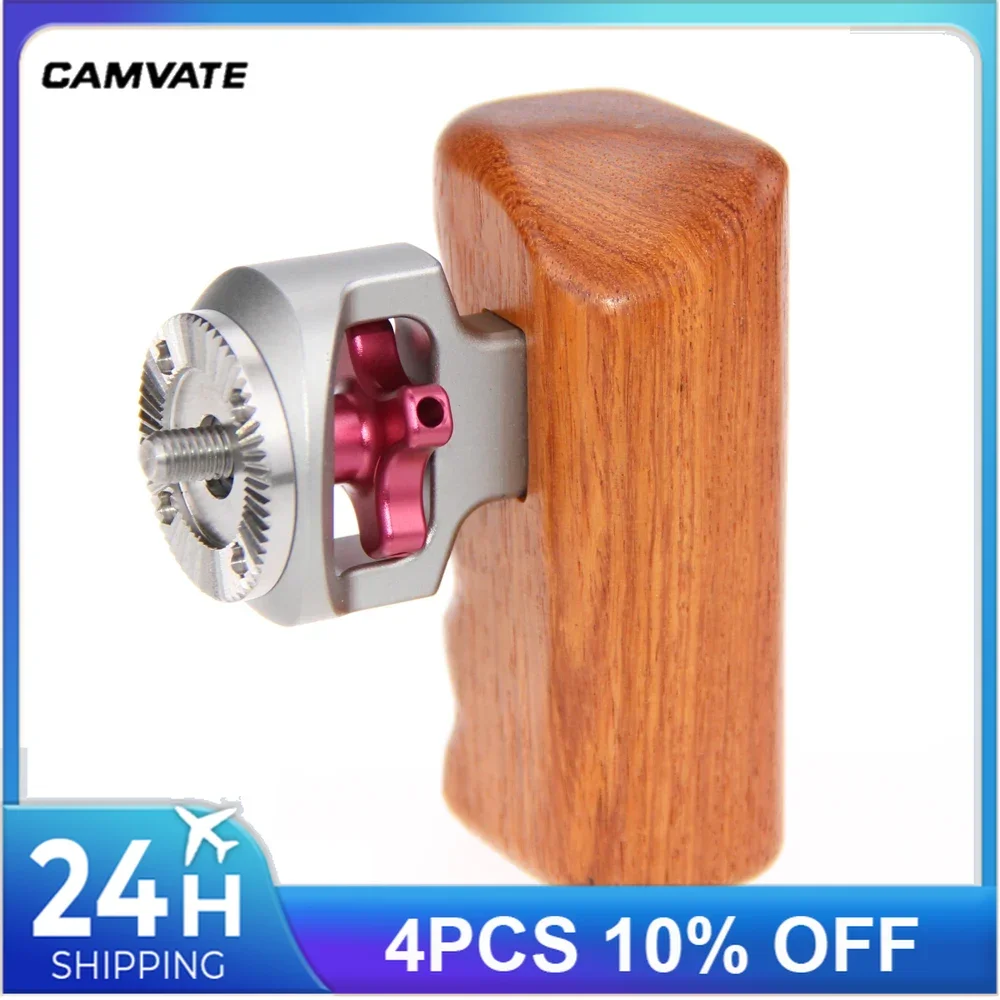 CAMVATE 2 Stück holz Griff (Links & Rechts) mit M6 Gewinde ARRI Rosette Halterung Für DSLR Kamera Schulter Montieren Unterstützung System