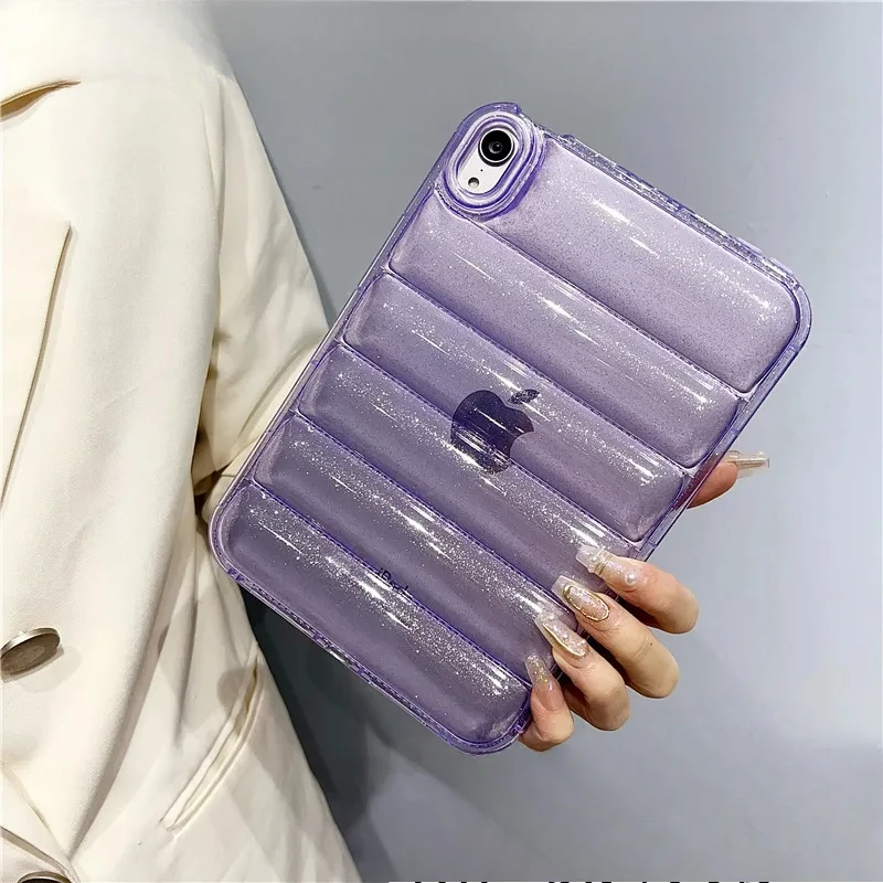 Glitter Down Jacket Transparent Tablet Case for Ipad 10th 9 8 7 Pro 11 Air 4 5 Mini 6 5 4 Soft Clear Shockproof Protect Cover