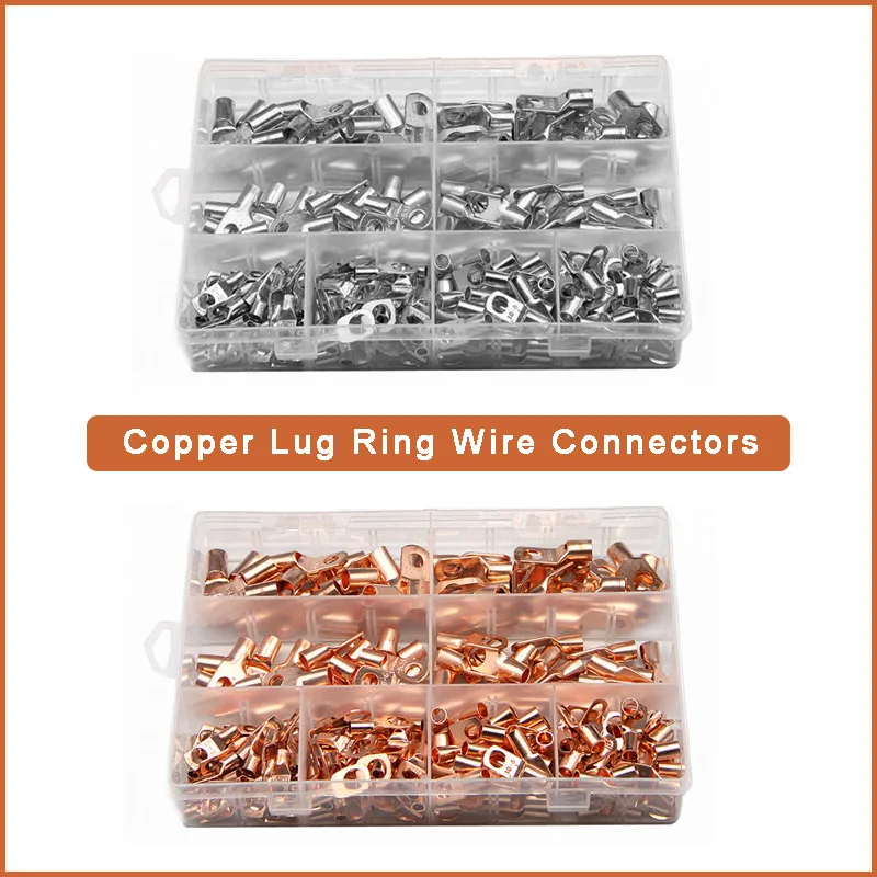 240PCS Copper Lug Ring Wire Connectors Bare Cable Electric Crimp Terminal SC6-25 Crimp Terminals Wire Crimp Connector