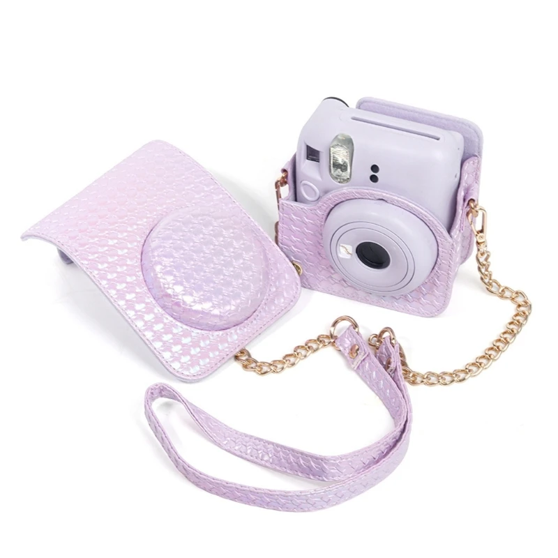 جراب كاميرا PU مقاوم للماء لـ Fujifilm Instax Mini 12 ، حقيبة بحزام كتف ، 64 جيب ، حقائب ألبوم صور للأفلام