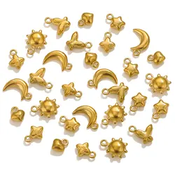 20PCS Stainless Steel Star Moon Butterfly Solid Pendant DIY Charm Texture Women's Jewelry Necklace Earrings Connector Wholesale