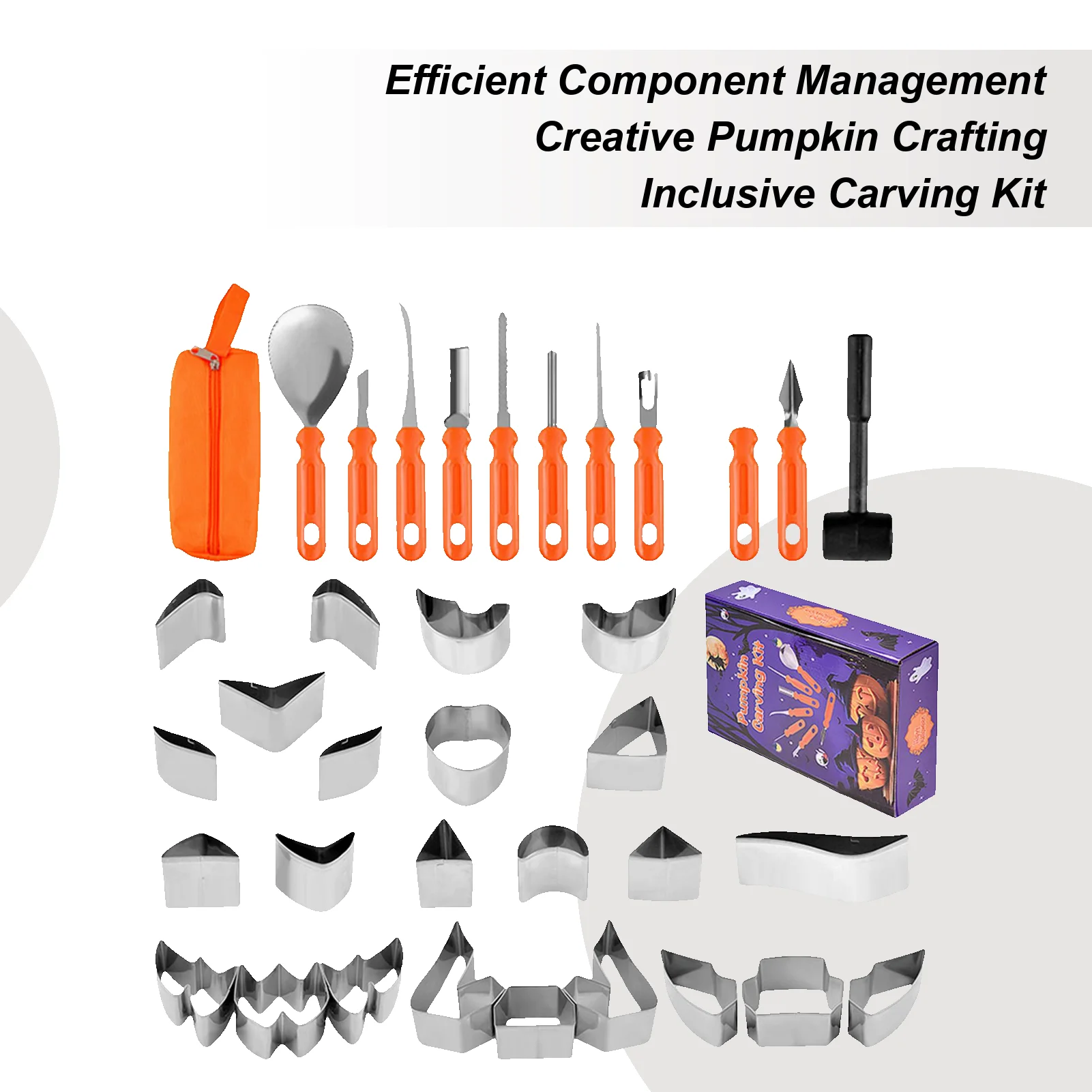 

Pumpkin Carving Kit Jack-O'-Lantern Carving Tools For Halloween 37-Piece Heavy Duty Sculpting Gears With Bag For Classroom