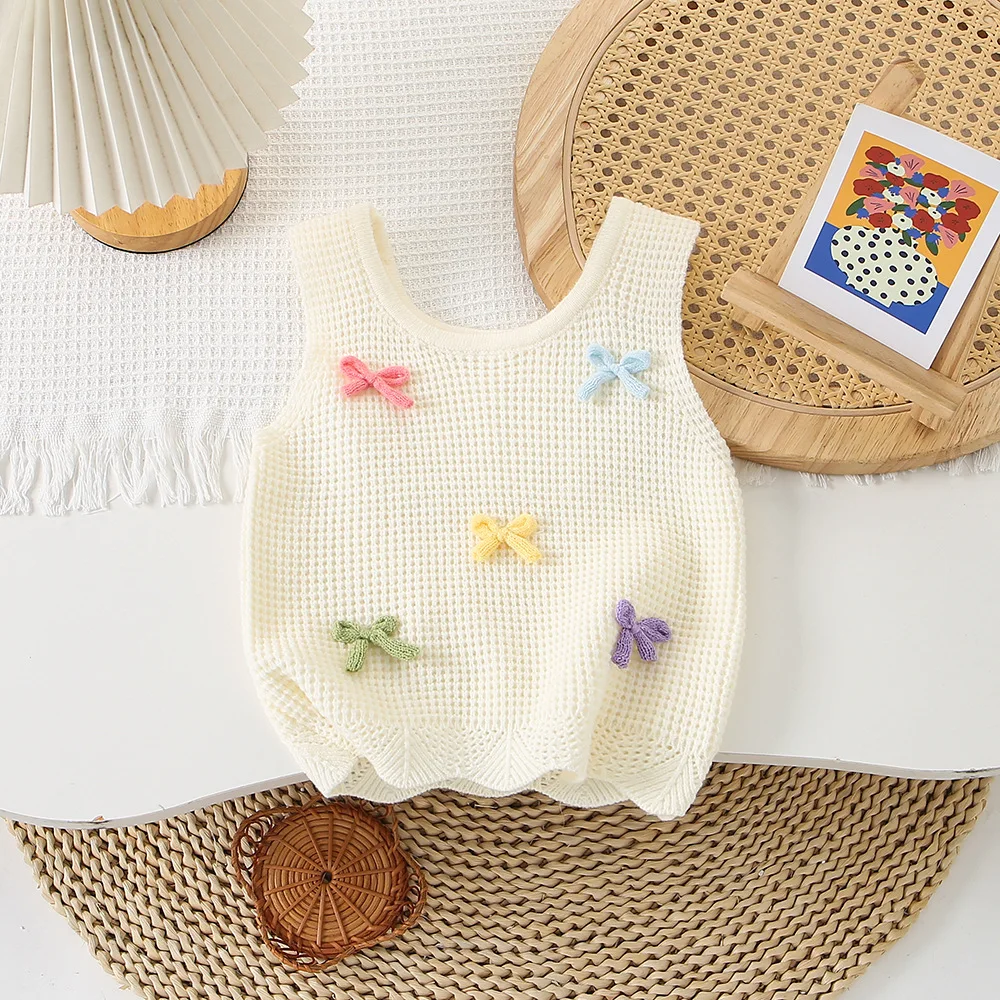 Rompi Rajutan Anak-anak Lucu, Musim Semi/Musim Gugur 2025 Gaya Baru, Rompi Sweter Pullover Kartun Modis untuk Anak Kecil dan Perempuan