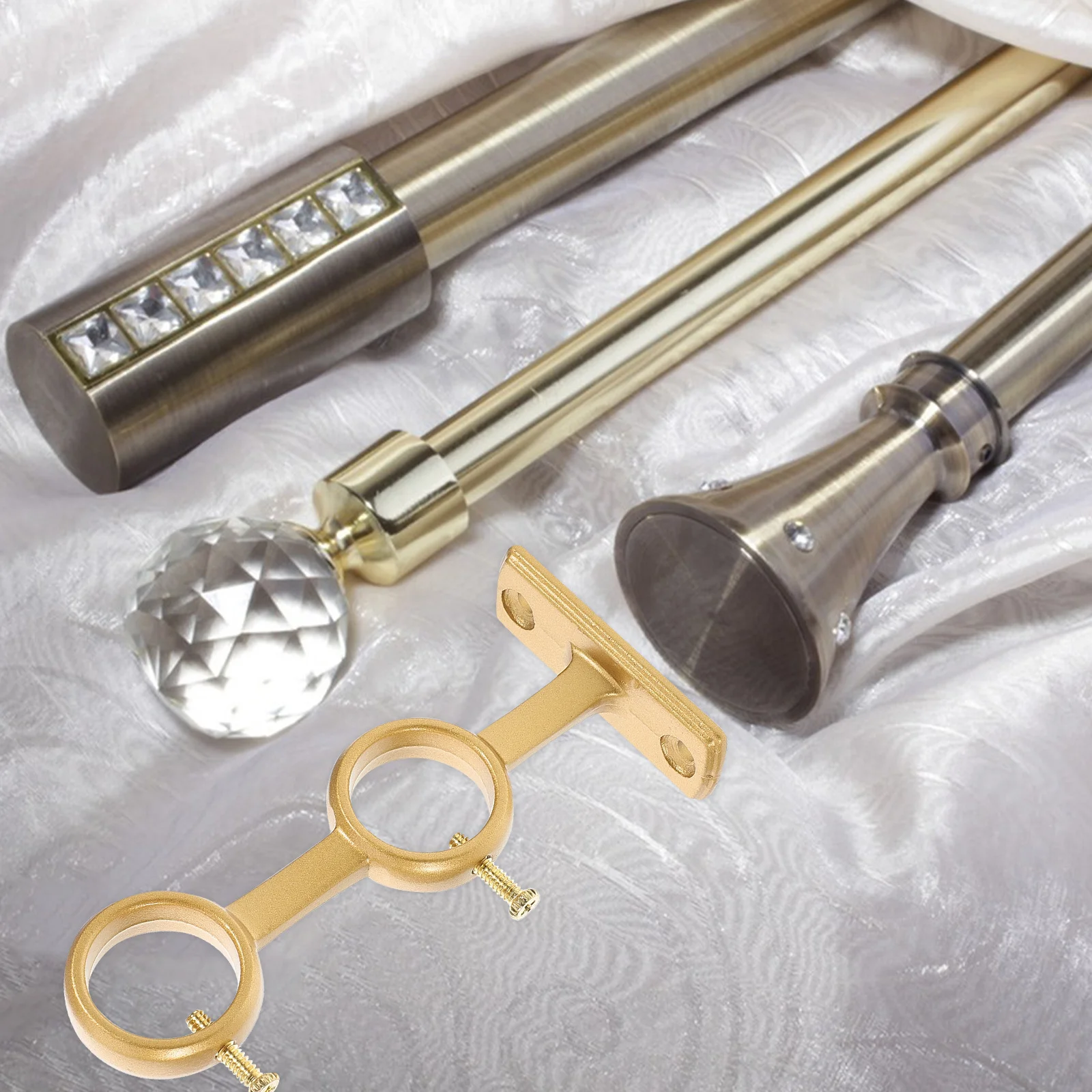 

2Pcs Curtain Rod Bracket Double Heavy Duty Thickened Enhanced Load Capacity Stable Support for Home Office Hotel Curtains