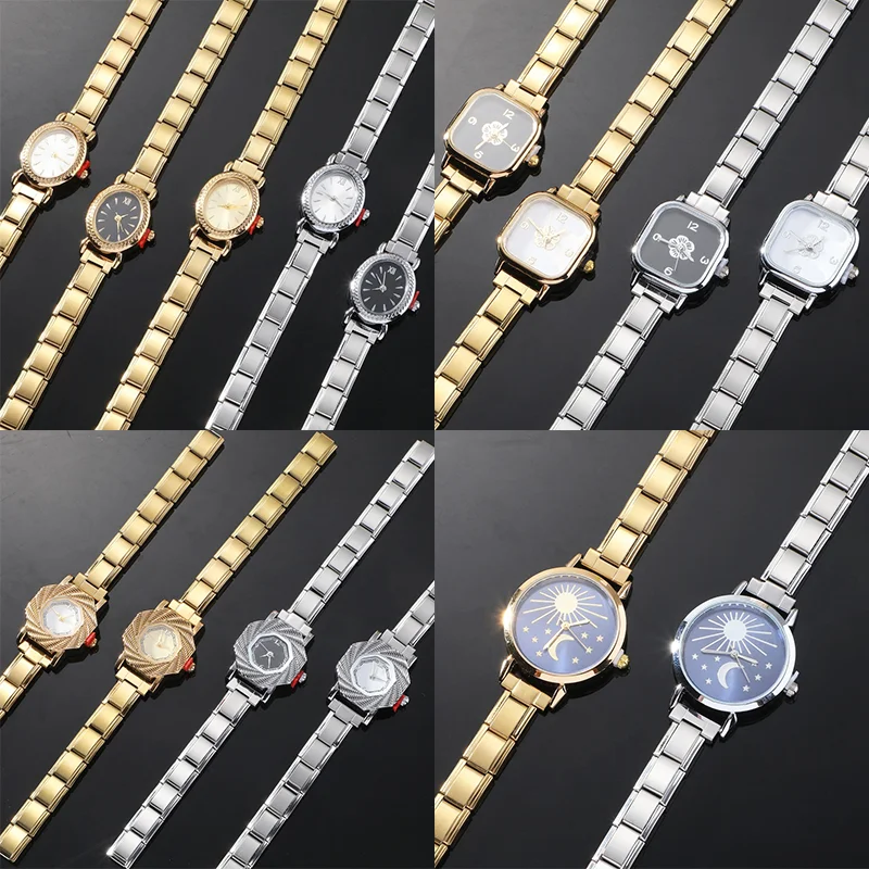 Wholesale Bracelet Watch Stainless Steel Strap Golden Round Square Oval Watch Fashion Dial Ladies Girl Gift Wristwatches Relojes