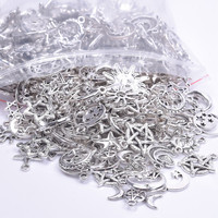30Pcs/Lot Mix Styles Universe Witchcraft Goddess Triple Sun Crescent Moon Charms Random Vintage Star Pentagram Pendant  Jewelry