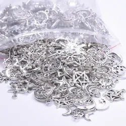 30Pcs/Lot Mix Styles Universe Witchcraft Goddess Triple Sun Crescent Moon Charms Random Vintage Star Pentagram Pendant  Jewelry