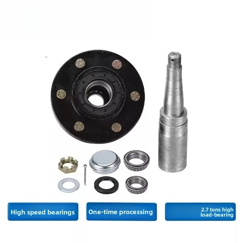 2.7 Ton 6 Holes 139.7 Trailer Axle Head Short Half Axle Wheel Hub Assembly High Quality Replacement Parts for RV Caravan Trailer