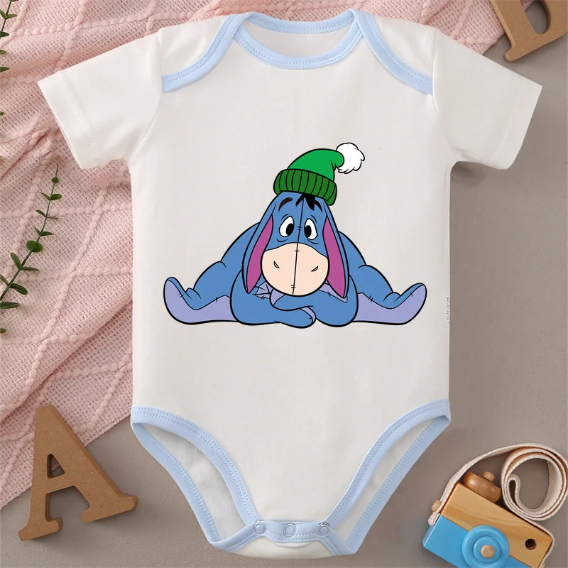 

MINISO Pure Cotton Cloths Winnie the Pooh Piglet Print Soft Baby Jumpsuit Honey Baby Onesie Bodysuit for 0 To 12 Months Newborn