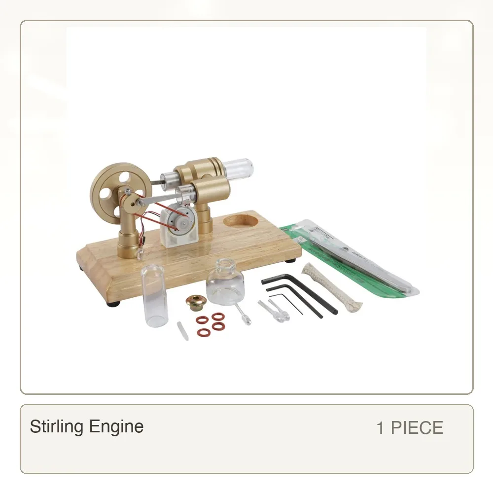 Stirling Engine Power Generation Model Kit Wooden Base Science and Education Physics Experiment Model Model Toy