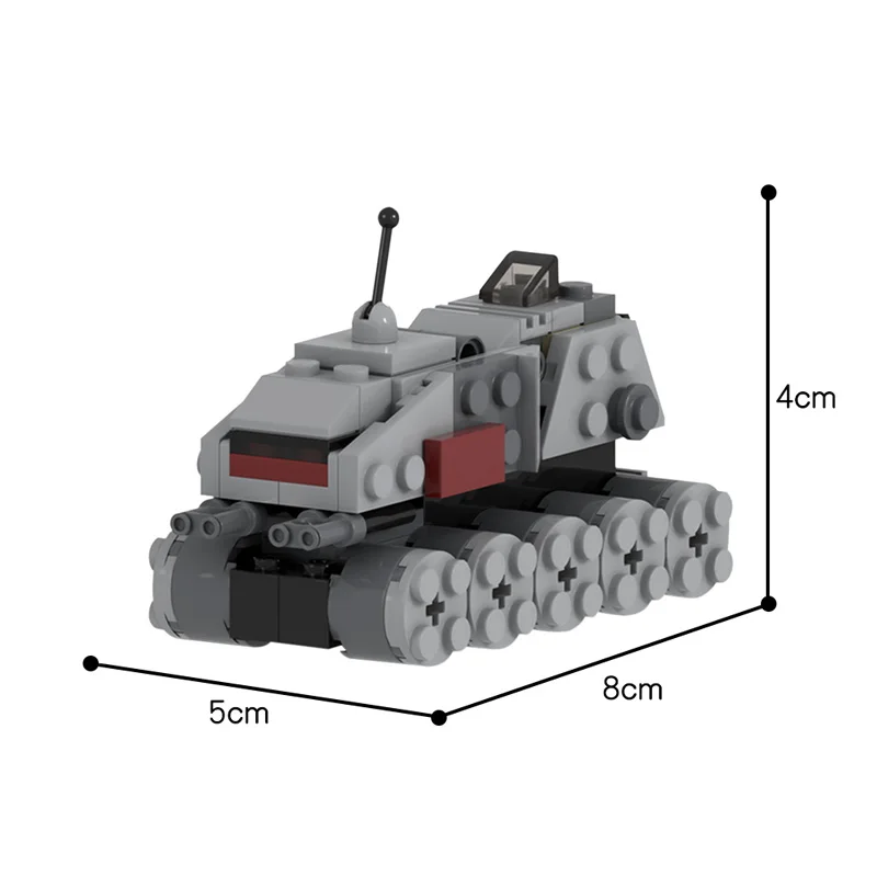 Small red brick MOC building block toy ornaments mini clone turbo tank 48717 series