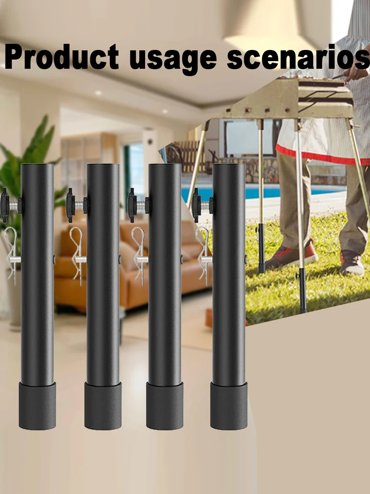 4 extensores de patas de mesa para mesas plegables, extensiones de patas de mesa plegables para patas rectas y dobladas