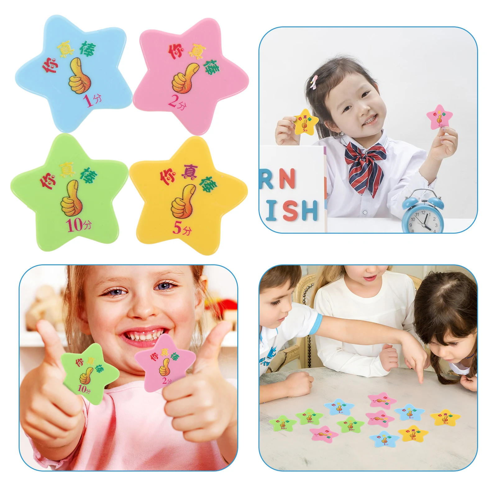 

40pcs For Plastic Behavior Token Star Shaped Classroom Decorative System Students Motivation Tool Home School Use