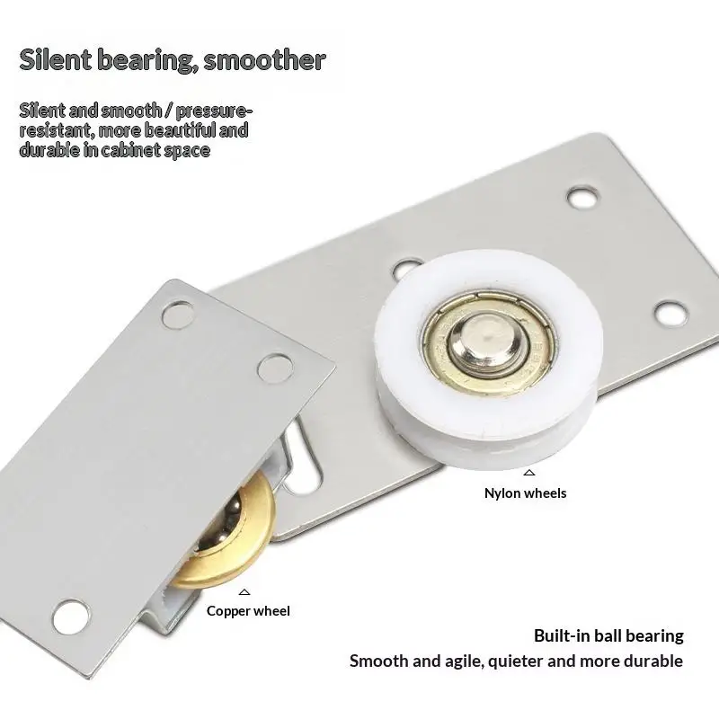 Picture 7: 1pc Sliding Wardrobe Door Pulley Wheels Upper Lower Track Rollers Hanging Rail Wheels Sliding Door Part for Cabinet Closet Door