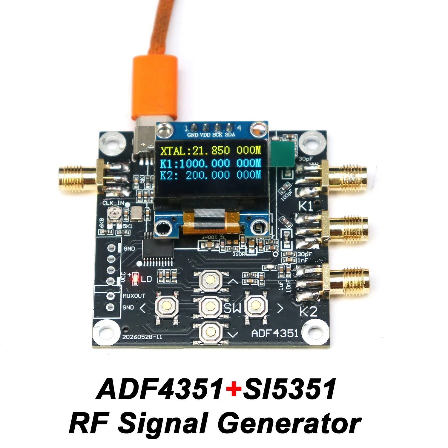ADF4351 SI5351 RF Signal Generator 2.5K-4400MHz Sweep Frequency Clock Signal Source for Walkie-Talkie SDR Radio Frequency METER