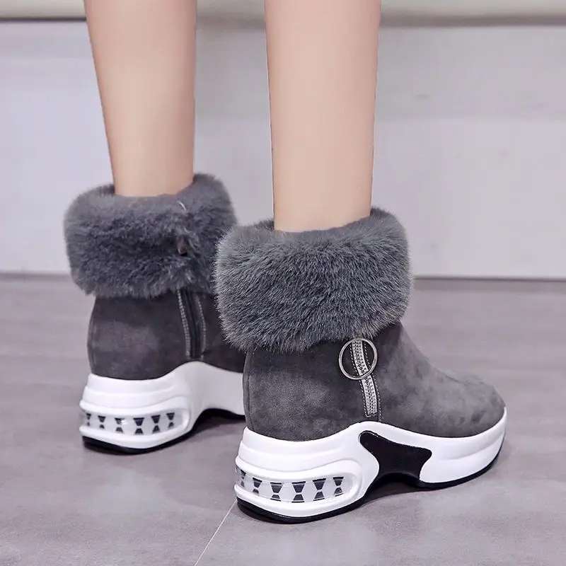 2020Women Winter Warm Rabbit Fur Sneakers Platform Snow Boots Women Ankle Boots Female Causal Shoes Ankle Boots For Women